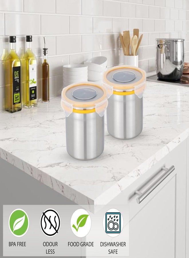 STEELLOCK Stainless Steel Airtight Container with Lid | Leakproof, BPA-Free | Multipurpose Food Storage Containers/Tiffin/Dabba for Office, School & Kitchen | SL-1203-set of 2, 500ml each, Yellow - Image 3